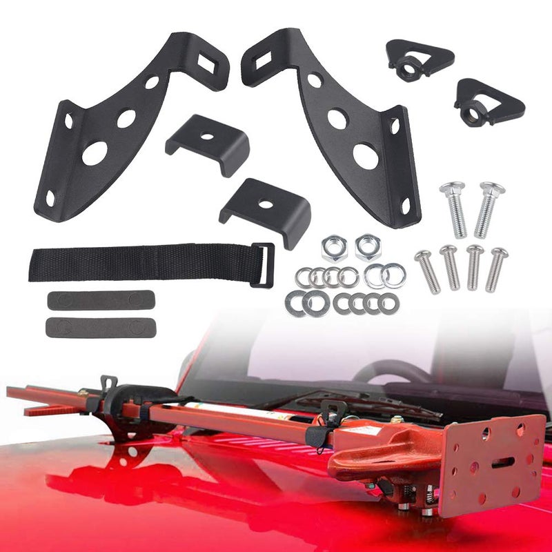 WMPHE Compatible with Jack Mount Hood Hinge/Door Hinge Bracket Jeep Wrangler JK JL JKU 2007 2008 2009 2010 2011 2012 2013 2014 2015 2016 2017 2018 2019 2020 2021 2022 2023 2024 - Image 1